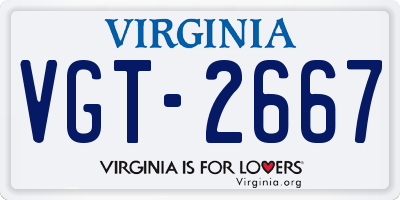 VA license plate VGT2667
