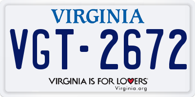 VA license plate VGT2672