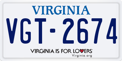 VA license plate VGT2674