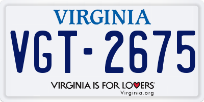 VA license plate VGT2675