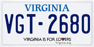 VA license plate VGT2680