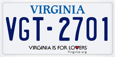 VA license plate VGT2701