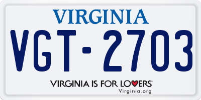 VA license plate VGT2703
