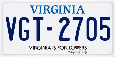 VA license plate VGT2705