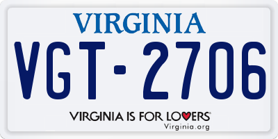 VA license plate VGT2706