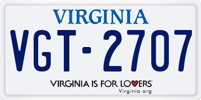 VA license plate VGT2707