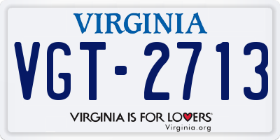VA license plate VGT2713