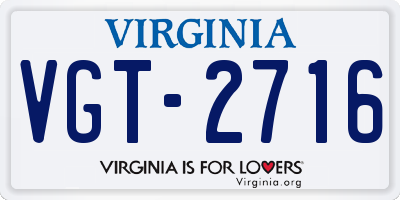 VA license plate VGT2716