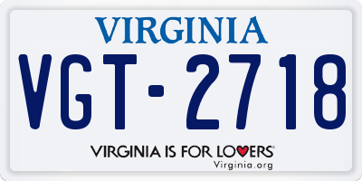 VA license plate VGT2718