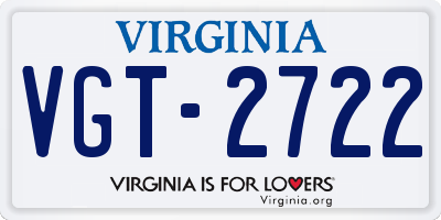 VA license plate VGT2722