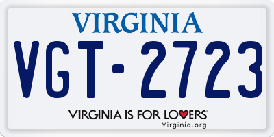 VA license plate VGT2723
