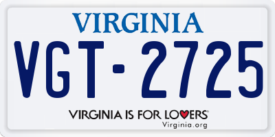 VA license plate VGT2725