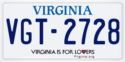 VA license plate VGT2728