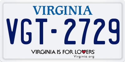 VA license plate VGT2729