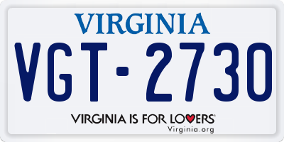 VA license plate VGT2730