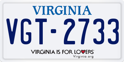 VA license plate VGT2733