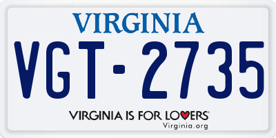 VA license plate VGT2735