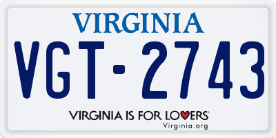 VA license plate VGT2743
