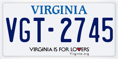 VA license plate VGT2745