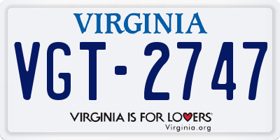 VA license plate VGT2747