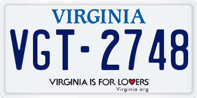 VA license plate VGT2748