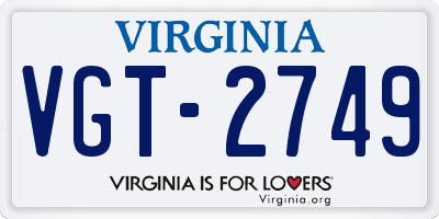 VA license plate VGT2749