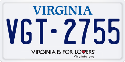 VA license plate VGT2755