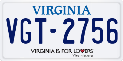 VA license plate VGT2756