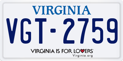 VA license plate VGT2759