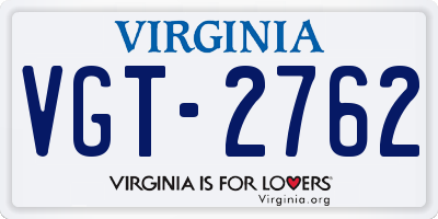 VA license plate VGT2762