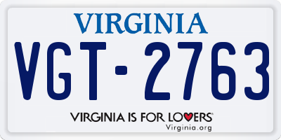VA license plate VGT2763