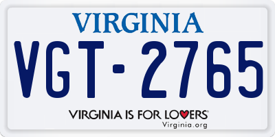VA license plate VGT2765