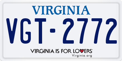 VA license plate VGT2772