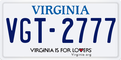 VA license plate VGT2777