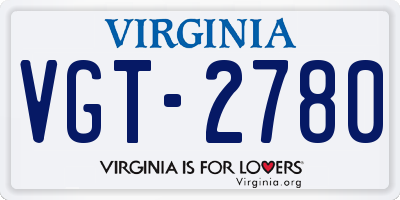 VA license plate VGT2780