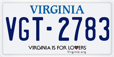 VA license plate VGT2783
