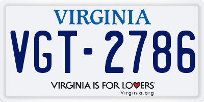 VA license plate VGT2786