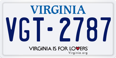 VA license plate VGT2787
