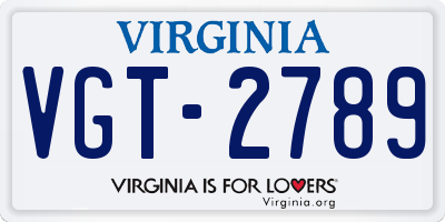 VA license plate VGT2789