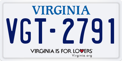 VA license plate VGT2791