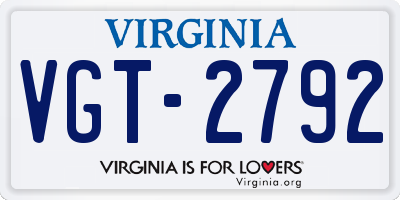 VA license plate VGT2792