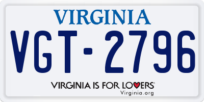 VA license plate VGT2796