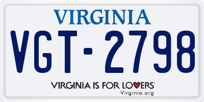 VA license plate VGT2798