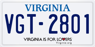 VA license plate VGT2801