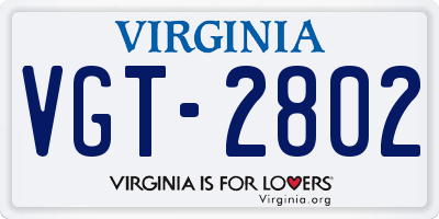 VA license plate VGT2802