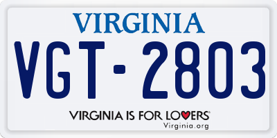 VA license plate VGT2803