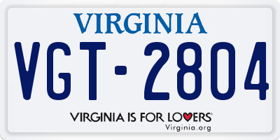 VA license plate VGT2804