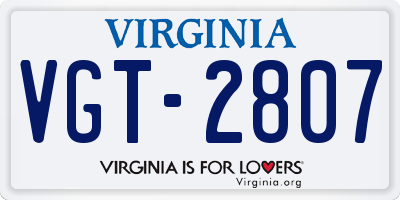 VA license plate VGT2807