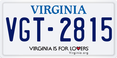 VA license plate VGT2815