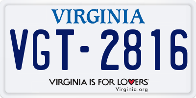 VA license plate VGT2816